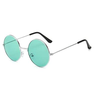 Imagem de Óculos de sol de pesca de luxo moda lazer redondo metal retro para homens mulheres design vintage óculos de proteção solar uv400, azul-petróleo, china