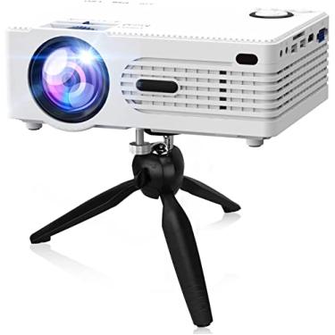 Imagem de Mini projetor MOSECO 2022 atualizado 7500 Lumens, Full HD 1080P e 200 polegadas, projetor de filme portátil compatível com telefone, TV Stick, PS4, HDMI, AV, Dual USB [tripé incluído]