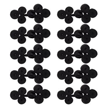 Imagem de Bonarty 10 pares de fechos de botões feitos à mão tradicionais chineses multicoloridos - preto