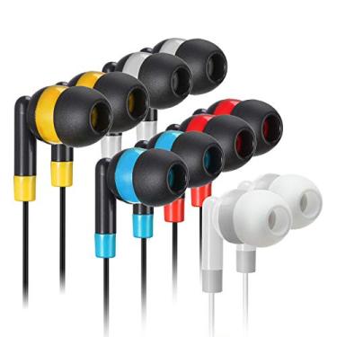 Imagem de Fones de ouvido grandes por – Keewonda Pacote com 50 fones de ouvido descartáveis em volume multicoloridos para estudantes de sala de aula, Mixed Color, 100 Pack