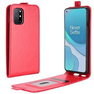 Imagem de YUNCHAO Caixa de telefone Para oneplus 8t r64 textura Única caixa de proteção vertical de couro vertical com slots de cartão e moldura de fotos capa para celular