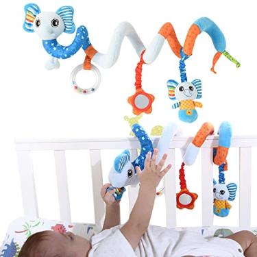 Imagem de 1 pç assento carro brinquedos para bebês 0-6 meses brinquedos recé -nascidos, carrinho bebê espiral clipe em boneca, pelúcia macia para meninos e meninas 3-12 eses