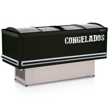 Imagem de Ilha Expositor p/ Congelados e Resfriados GESV-190 TOP Vidro Curvo Deslizante Colarinho PVC Preto