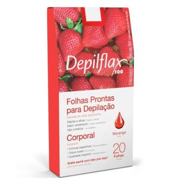 Imagem de Folhas Prontas Depilflax Para Depilação Corporal Morango C/20