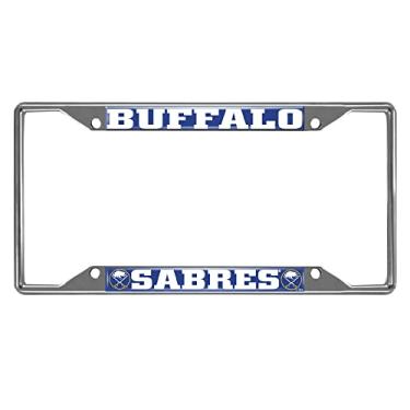 Imagem de FANMATS 14844 Buffalo Sabres Moldura de placa de licença de metal cromado, cores do time, 15,8 cm x 31,1 cm