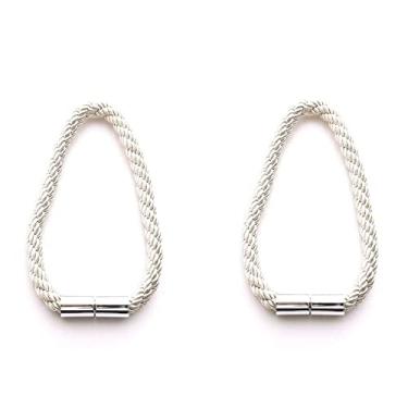 Imagem de Cortinas Magnéticas Cortina Trançada Decoração Cortina Magnética Gravata Fivela Clipe Cortina Amarração, Branca, 2 pares