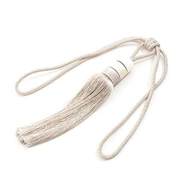 Imagem de Fivela de cortina sem borlas de poliéster antiderrapante suporte de cortina para sala de estar, bege