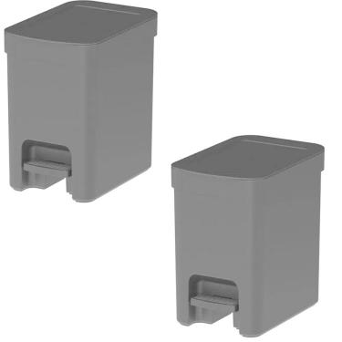 Imagem de Kit 2 Lixeiras Com Pedal 6 Litros Porta Cesto Lixo Plástica Cozinha Banheiro Trium - Ou