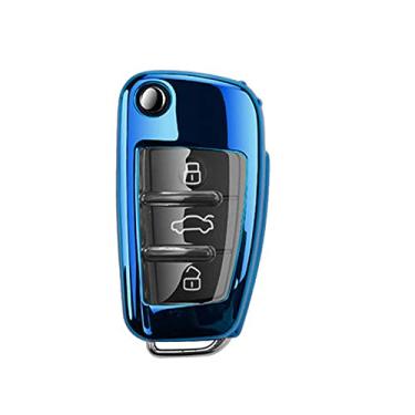 Imagem de CSHU TPU Car Key Case Cover Keychain Ring Key Bag, apto para Audi C5 C6 R8 A1 A3 Q3 A4 A5 Q5 Q7 A6 S6 A7 B6 B7 B8 8P 8V 8L TT RS RS3 S3 Sline, Azul