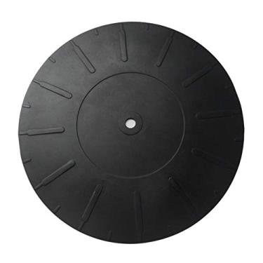 Imagem de Ywhomal Tapete de bandeja giratória de 18 cm para toca-discos de silicone de borracha para todos os tocadores de discos de vinil LP, preto