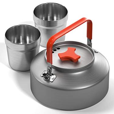 Imagem de Tingpai Bule ao ar livre com xíca de aço inoxidável à prova de ferrugem conjunto de utensílios de mesa chalei acampamento pinic caminhada