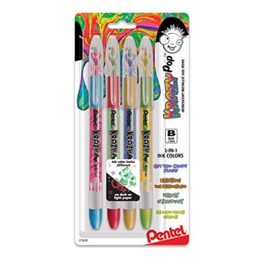 Imagem de Pentel Krazy Pop Iridescente, (1,0 mm), linha negrita, tinta sortida (XC/BD/CP/DG), pacote com 4 (K91BP4M3) canetas de gel, 4 unidades (pacote com 1), 4 por pacote