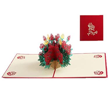 Imagem de Yajun Cartões de felicitações de flores 3D Pop Up Cartões Dobráveis Festa de Aniversário Convites de Natal Feito à Mão Cartão dos Pais