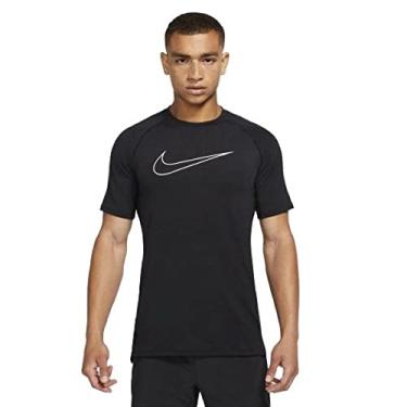 Imagem de Nike Pro Dri-FIT Camiseta masculina slim fit de manga curta Dri-Fit, Preto/branco, G