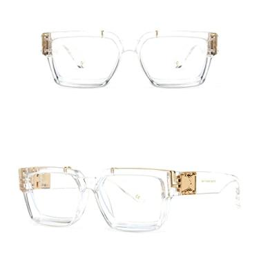 Imagem de Óculos de sol elegantes com espelho quadrado branco feminino, designer de moda, óculos de sol superdimensionados para senhoras, óculos de sol de viagem de verão, ouro claro c2, tamanho único