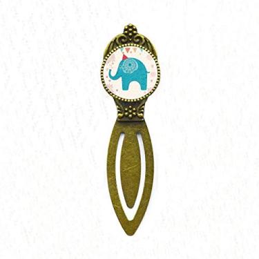 Imagem de Chapéu vermelho elefante bandeira azul marcador de página colorido retrô etiqueta de escritório