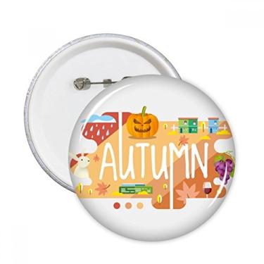 Imagem de Ilustração de estação de outono alfinetes redondos emblema botão decoração acessório 5 peças