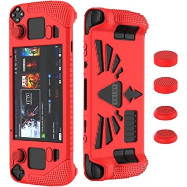 Imagem de TwiHill: Capa protetora para Steam Deck, capa macia com 4 * Thumb Grips, kit de proteção total antiderrapante para Valve Steam Deck (vermelho)