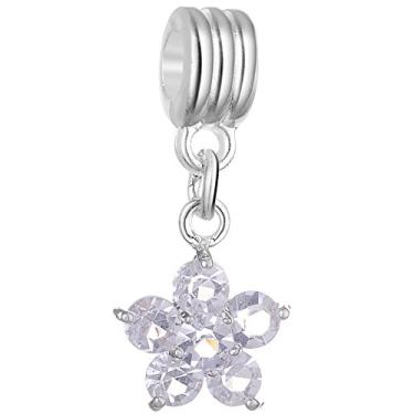 Imagem de Pingente de strass de cristal com flores da RUBYCA com várias cores para fabricação de joias, White Clear, 10 Pcs, 10