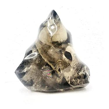 Imagem de JUIYU Pedra de cristal esfumaçado escultura de cristal natural decoração de casa amostras minerais presentes (cor: peso 1055g)