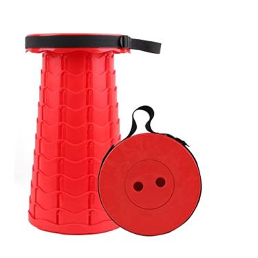 Imagem de KELATI Banco dobrável, banco retrátil telescópico com saco de armazenamento, capacidade de 180 kg, para viagens ao ar livre, pesca, caminhadas e churrasco - vermelho