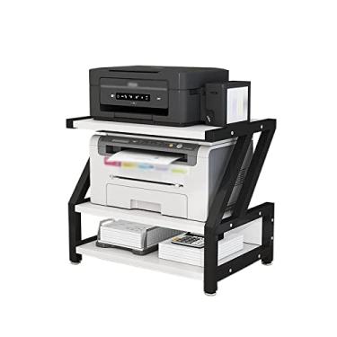 Imagem de Suporte de impressora Suporte de mesa para impressora de 3 níveis de armazenamento multifuncional prateleira de livros impressora de piso organizador de espaço de mesa perfeito para escritório sala de estar cozinha impressora de mesa (cor: latão,