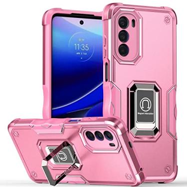 Imagem de Hee Hee Smile Capa de telefone com suporte de anel magnético 3 em 1 para Moto E7 Power 2021 resistente a choque capa traseira protetora de telefone rosa