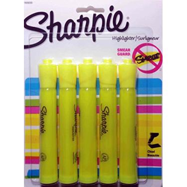 Imagem de Sharpie Acento marca-texto estilo regata cinzel ponta amarela fluorescente, pacote com 5 (1809200)