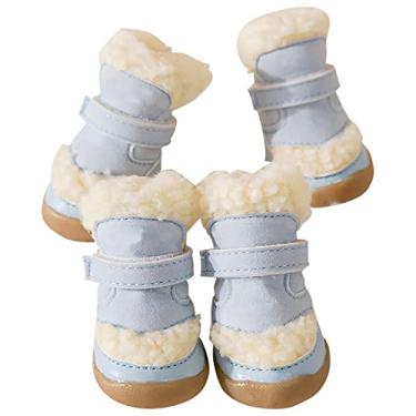 Imagem de Sapatos para cães botas para cães sapatos para animais de estimação botas quentes de inverno sapatos para cães de estimação sapatos para filhotes de cachorro para pavimento quente, conjunto de 4 peças, azul, amarelo