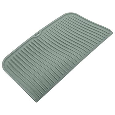Imagem de Hemoton Tapete de silicone para secar louças à prova d'água, tapete de silicone para pia de balcão de cozinha, geladeira verde