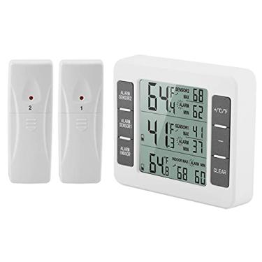 Imagem de Termômetro de geladeira de alarme digital audível sem fio OKJHFD com sensor de 2 peças e exibição de mínimo/máximo - leituras precisas de temperatura