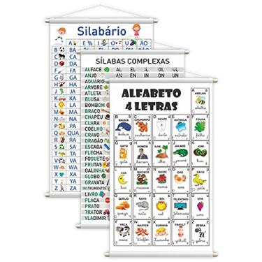 Imagem de Kit Banners Alfabeto 4 Letras + Silabário Simples + Complexo 120x60cm