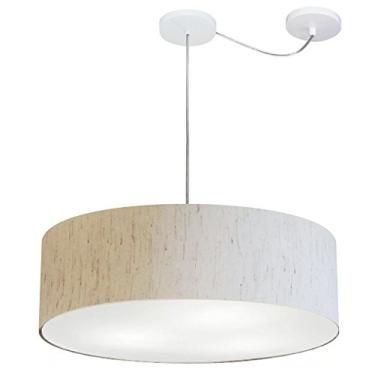 Imagem de Lustre Cilíndrico com Desvio de Centro Cúpula Tecido 50x15, Vivare Iluminação, Pendente4259 LLA, Linho Bege, Médio