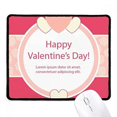 Imagem de Mousepad rosa Happy Valentine's Day coração e rosa borda costurada tapete de borracha para jogos