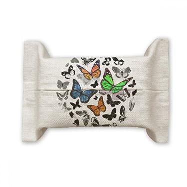 Imagem de Bolsa vintage de linho de algodão com suporte para capa de papel para lenços faciais Scope of Butterflies