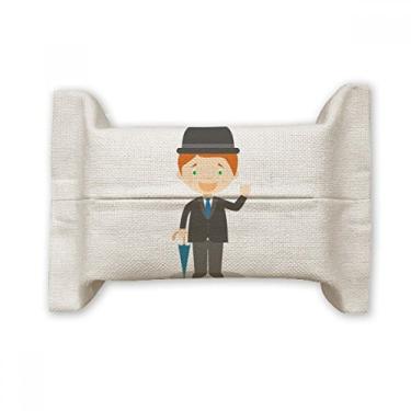 Imagem de Black Gentlemen England Suporte de capa de papel para lenços faciais de algodão e linho