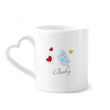 Imagem de Caneca de coração azul picolé doce sorvete café cerâmica copo de coração de vidro