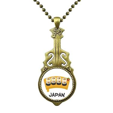 Imagem de DIYthinker Colar tradicional de sushi japonês com pingente de música de guitarra antiga