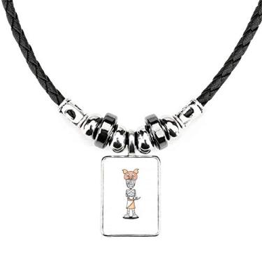 Imagem de DIYthinker Egypt Mummy Horus chapéu de porco colar joias pingente de corda de couro torque