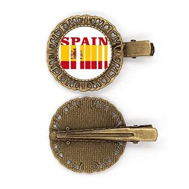 Imagem de Bandeira Country Texto Espanha Art Deco Presente Fashion Hairpin Headdress Broche Clipe de Cabelo Presilha