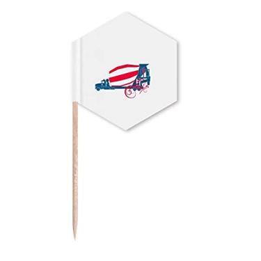 Imagem de Caminhão de mistura de pedra de areia com bandeiras de palitos de cupcake, festa comemoração