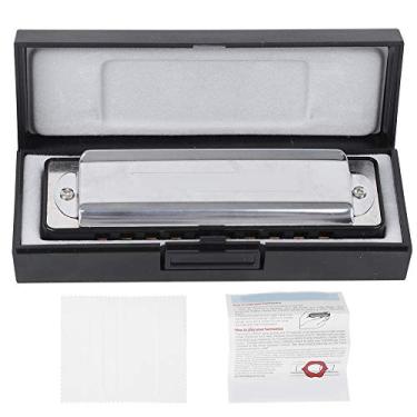 Imagem de Asixxsix Gaita Blues Harmônica à prova d'água, cor transparente resistente à corrosão para crianças iniciantes (preto)