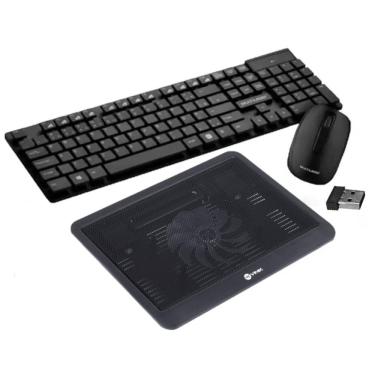 Imagem de Suporte com Cooler P/Notebook CN100 + Teclado E Mouse Sem Fio Multilaser Tc251