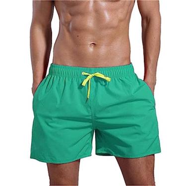 Imagem de Generic Homens Correndo Shorts, Moda Praia Shorts Troncos de Natação dos homens Quick Dry Beach Shorts Com Bolsos Com Zíper,Green,S