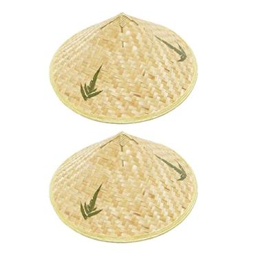 Imagem de Generic 2 Unidades chapéu de palha chapéu de bambu chapéu de bambu chinês tecido cápsulas chapéu de cowboy para homens artesanato de arte de chapéu decorativo mini chapéus