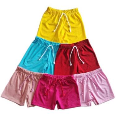 Imagem de Shorts Feminino Kit 4 Peças Em Malha Canelada Bermuda Infantil Do 02 A