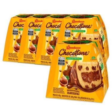 Imagem de Chocotone Bauducco Kit 5 Panetones De Chocolate E Avelã 450G