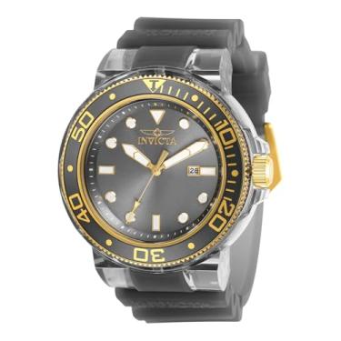 Imagem de Invicta Relógio masculino Pro Diver de quartzo de aço inoxidável com pulseira de silicone, cinza, 29,8 (modelo: 32335)