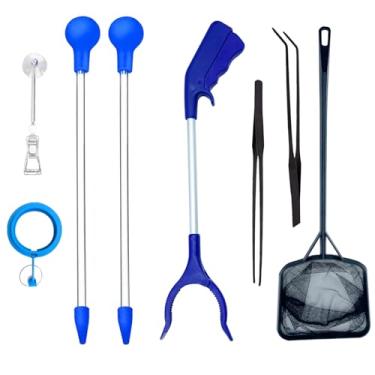 Imagem de Pegador de recifes de coral, alimentador de coral, alimentador de vegetais de aquário, clipe de comida de aquário e rede de peixes (kit de pegador de recife e alimentador de coral (antiferrugem)