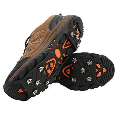 Imagem de Crampons de gelo, silicone + aço inoxidável esticável de picos de neve garra para gelo para campo de neve(L)